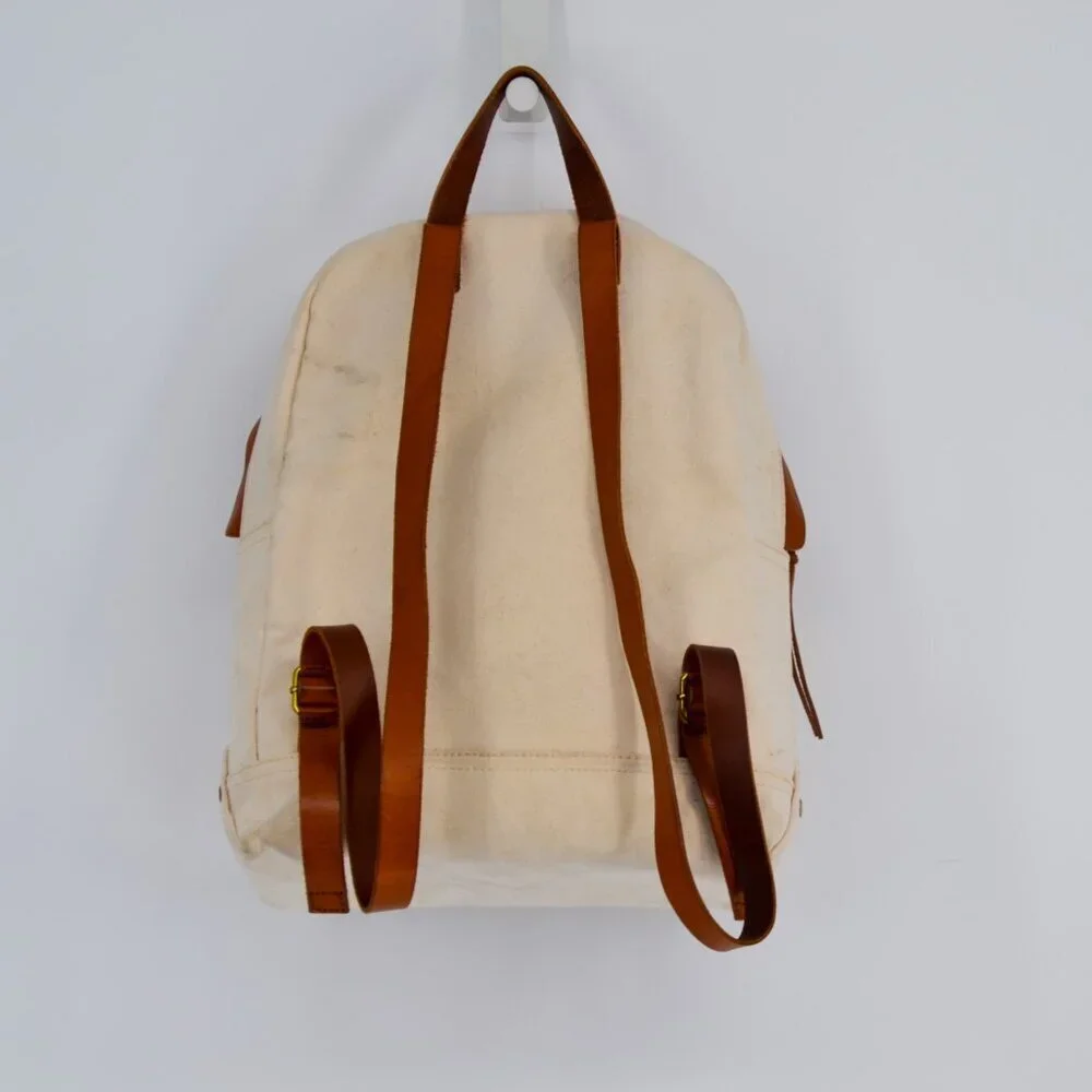 Madewell The Charleston Backpack in Beige Vintage Canvas Italian Leather Trim